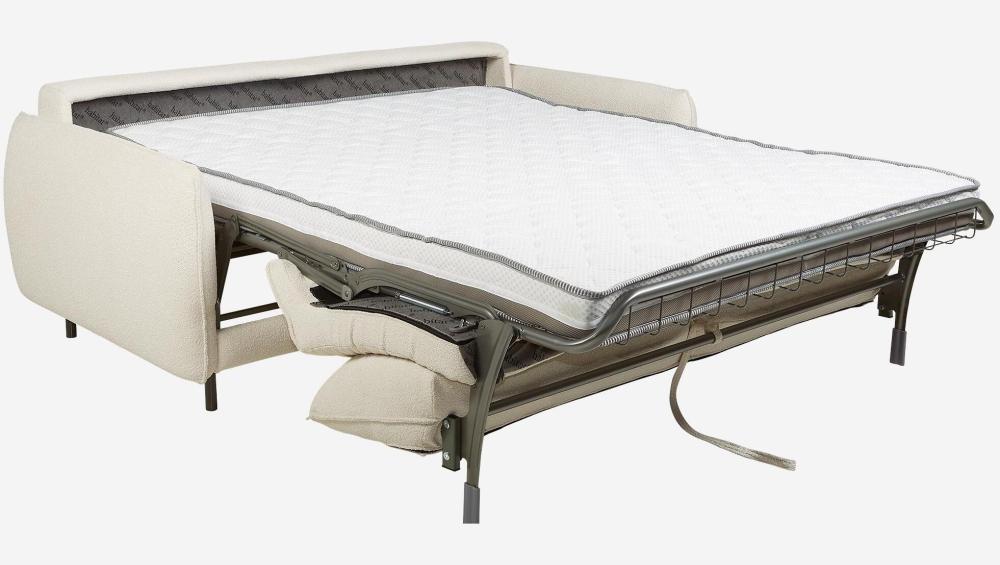 Canapé convertible 3 places - Couchage lattes larges 160 cm - Matelas en mousse haute résilience 18 cm - Tissu Tolfa Crème