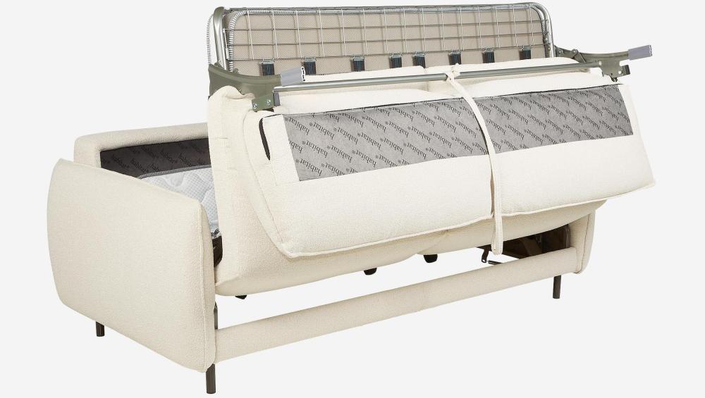 Canapé convertible 3 places - Couchage lattes larges 160 cm - Matelas en mousse haute résilience 18 cm - Tissu Tolfa Crème