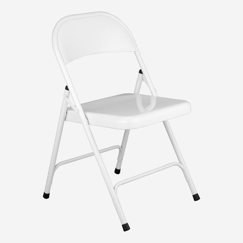 Lot de 4 chaises pliantes en acier laqué - Blanc