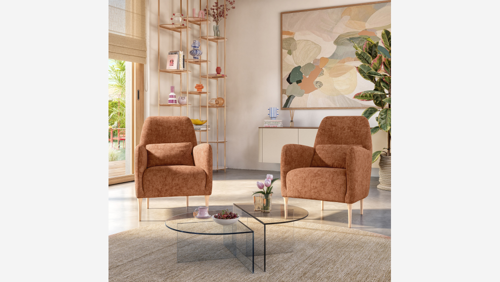 Fauteuil en tissu - Terracotta - Design by James Patterson