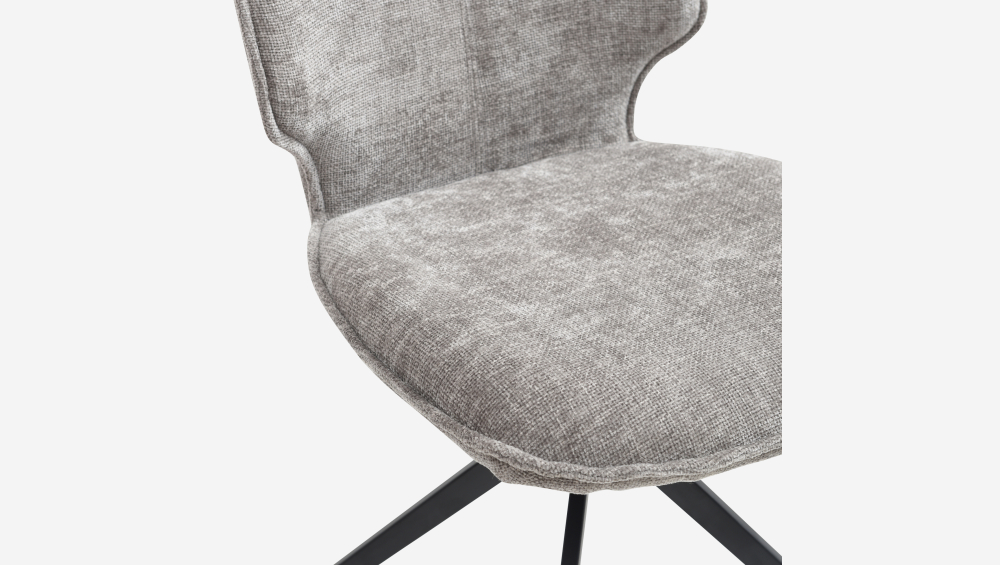 Lot de 2 chaises en tissu chenille et métal noir - Gris fumé