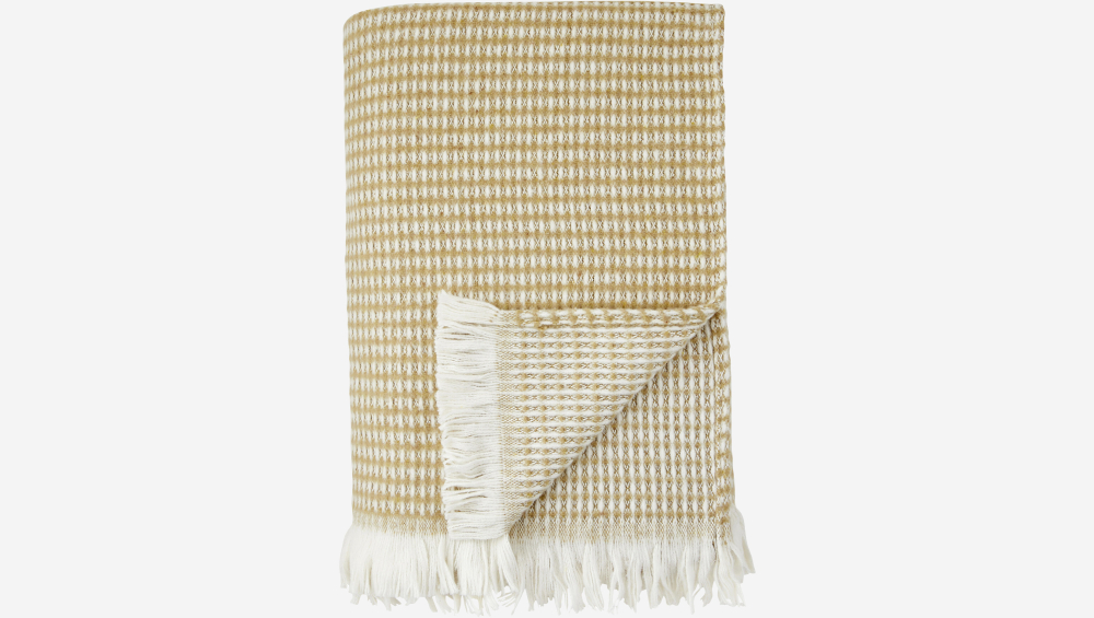 Plaid en coton recyclé - 120 x 180 cm - Beige