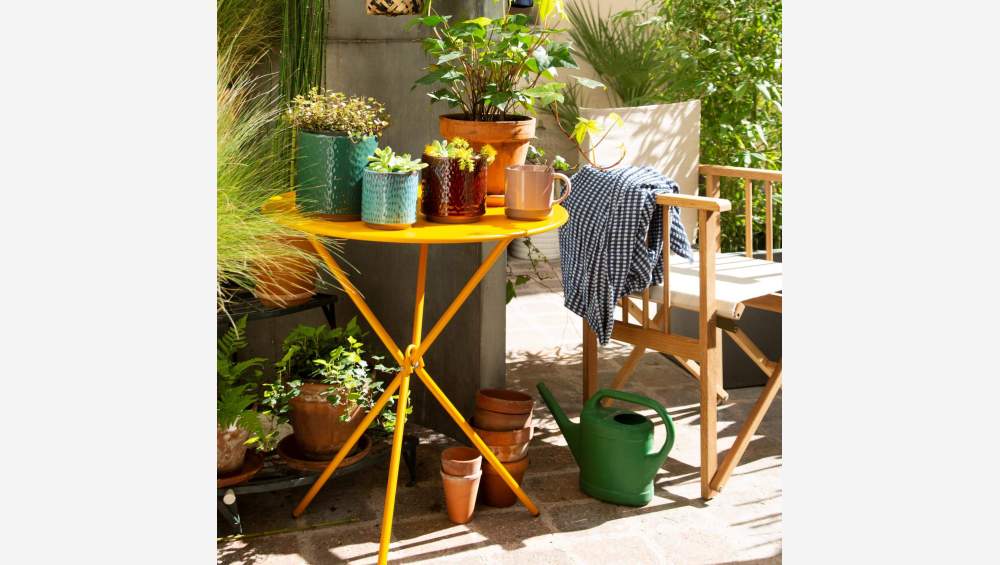 Mesa de jardim dobrável de aço - Amarelo 