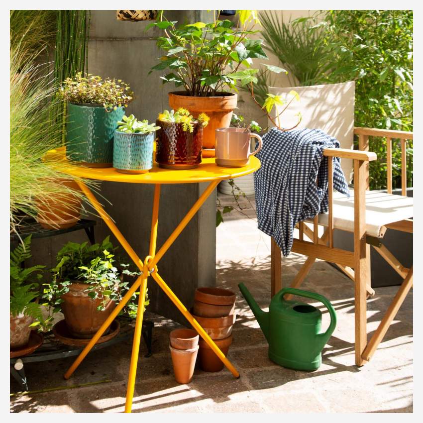 Mesa plegable de jardín de acero - Amarillo 