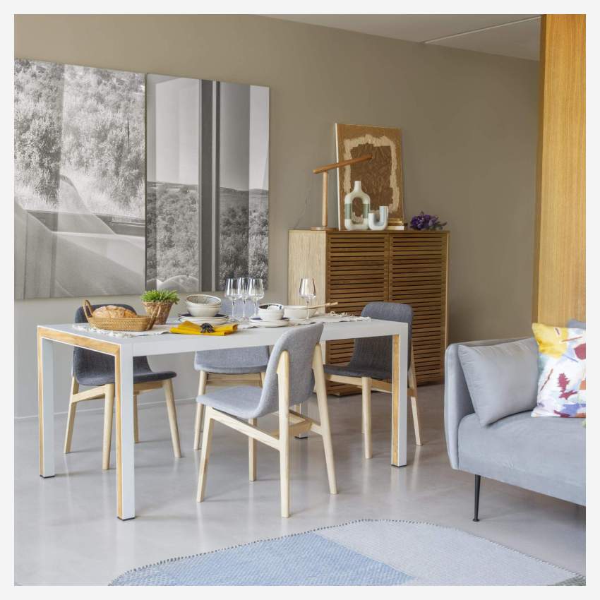 Stuhl aus Stoff und massiver Esche - Hellgrau - Design by Noé Duchaufour