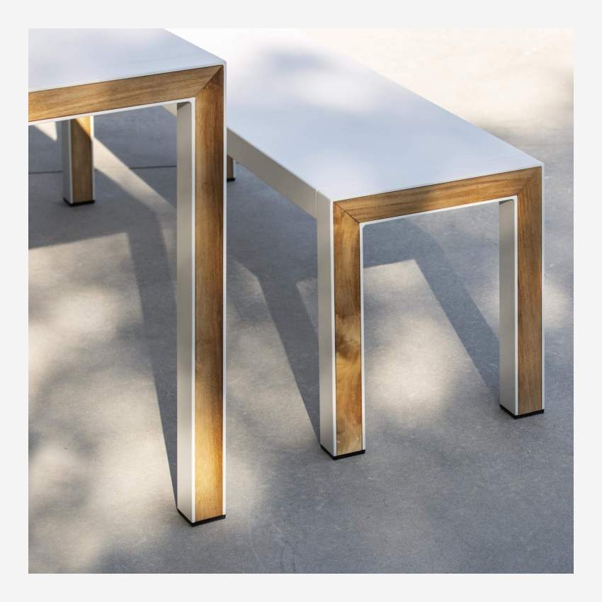 Gartentisch aus Aluminium mit Teakholz-Einsätzen - Grau