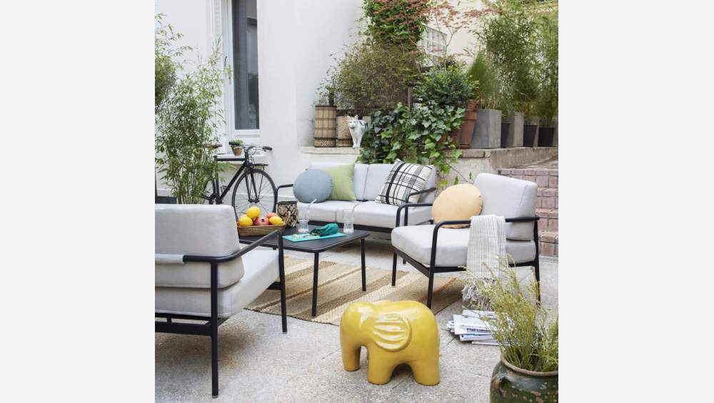 Salotto da giardino in alluminio - Composto da divano 2 posti, 2 poltrone e tavolino