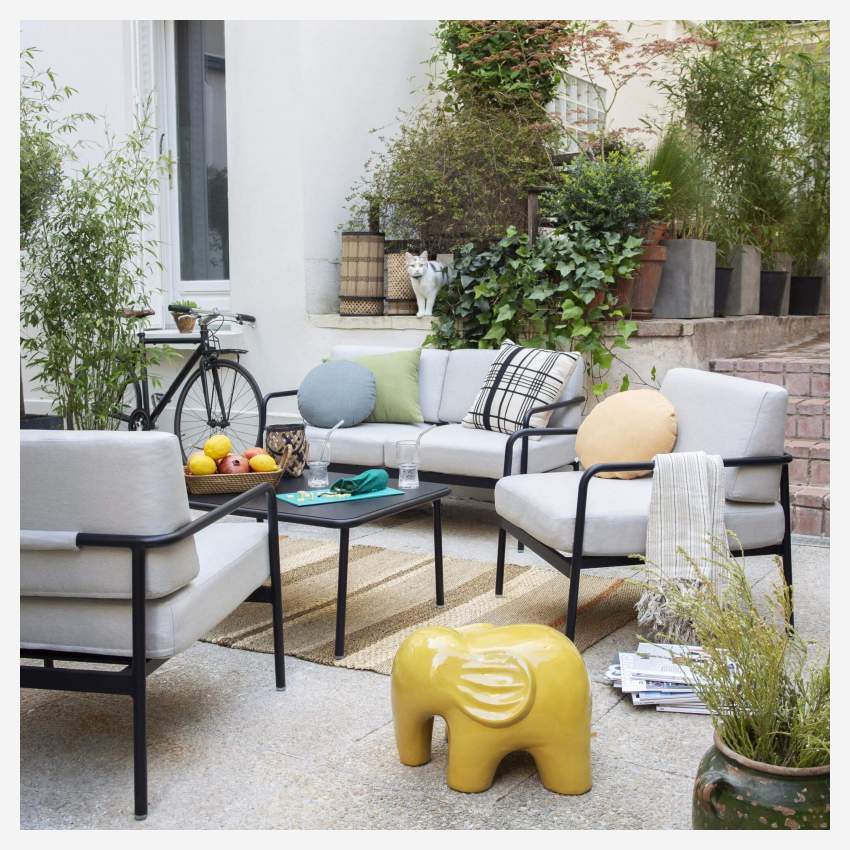 Gartenset mit 1 Sofa + 2 Sesseln + 1 Couchtisch aus Aluminium