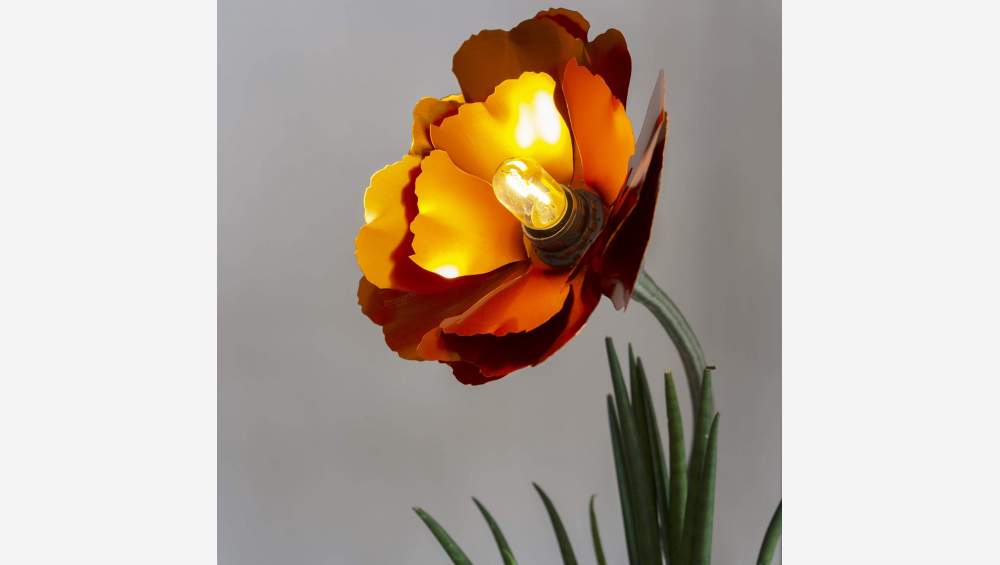 Fiore luminoso a LED in metallo - 18 cm - Verde e oro