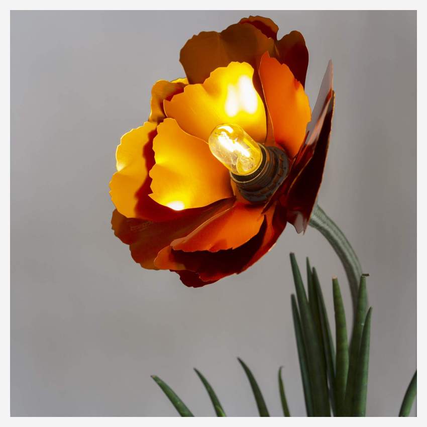 Fiore luminoso a LED in metallo - 18 cm - Verde e oro