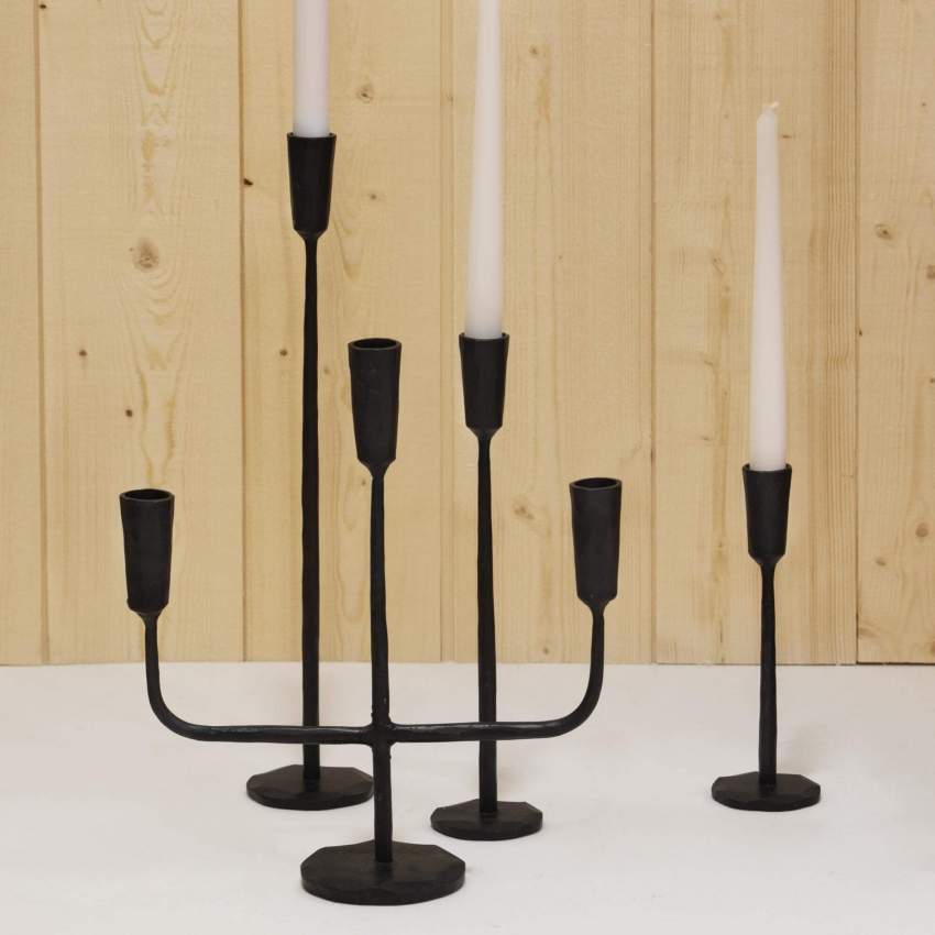 Kerzenständer aus Metall - 29 cm - Schwarz