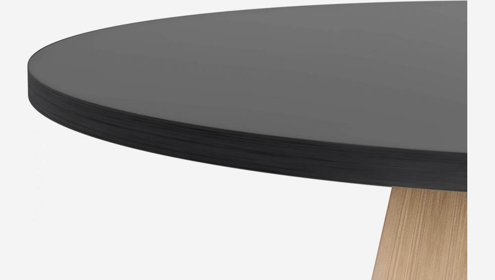 Runder Esstisch aus Holz - Schwarz und Naturfarben