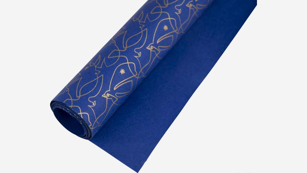 Papel regalo de papel reciclado - Estampado azul by Floriane Jacques
