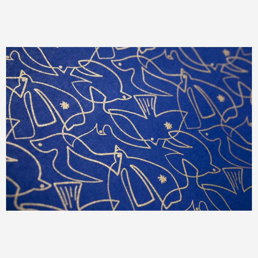 Geschenkpapier aus recyceltem Papier - Blaues Muster by Floriane Jacques
