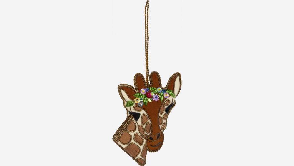 Décoration de Noël - Girafe à accrocher en velours - Marron