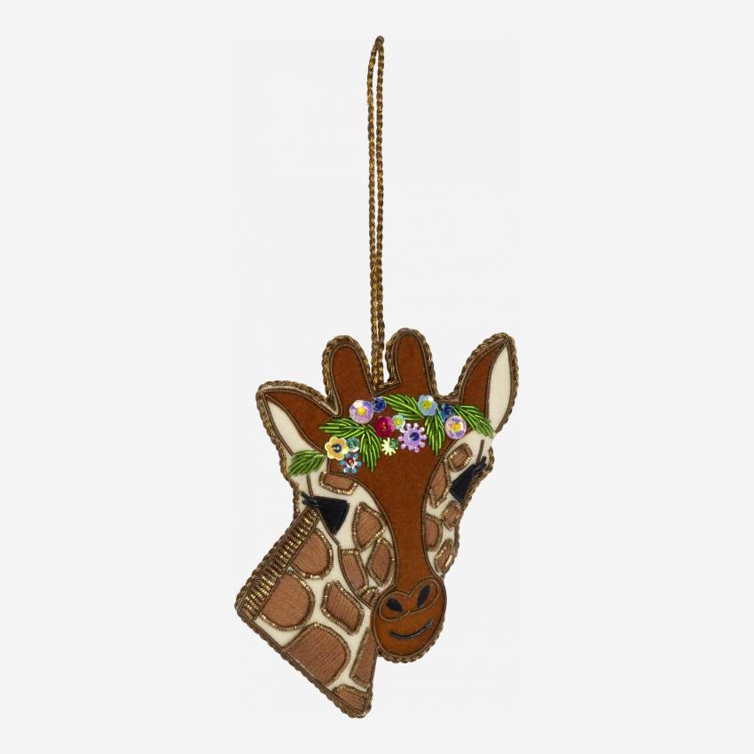 Weihnachtsdekoration - Giraffe zum Aufhängen aus Samt - Braun