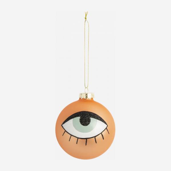Decoração de Natal - Bola de vidro c/ padrão 1 olho - Rosa