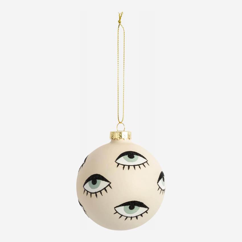 Decorazione natalizia - Palla di vetro con occhi - Rosa chiaro