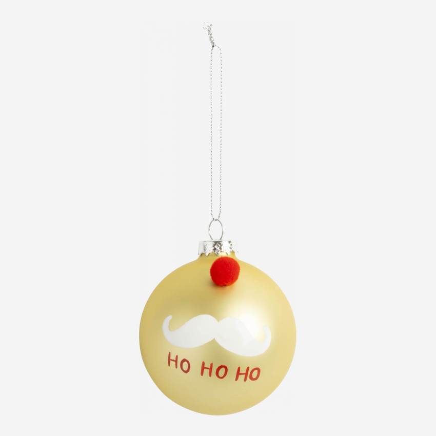 Decorazione natalizia - Palla di vetro con baffi - Oro