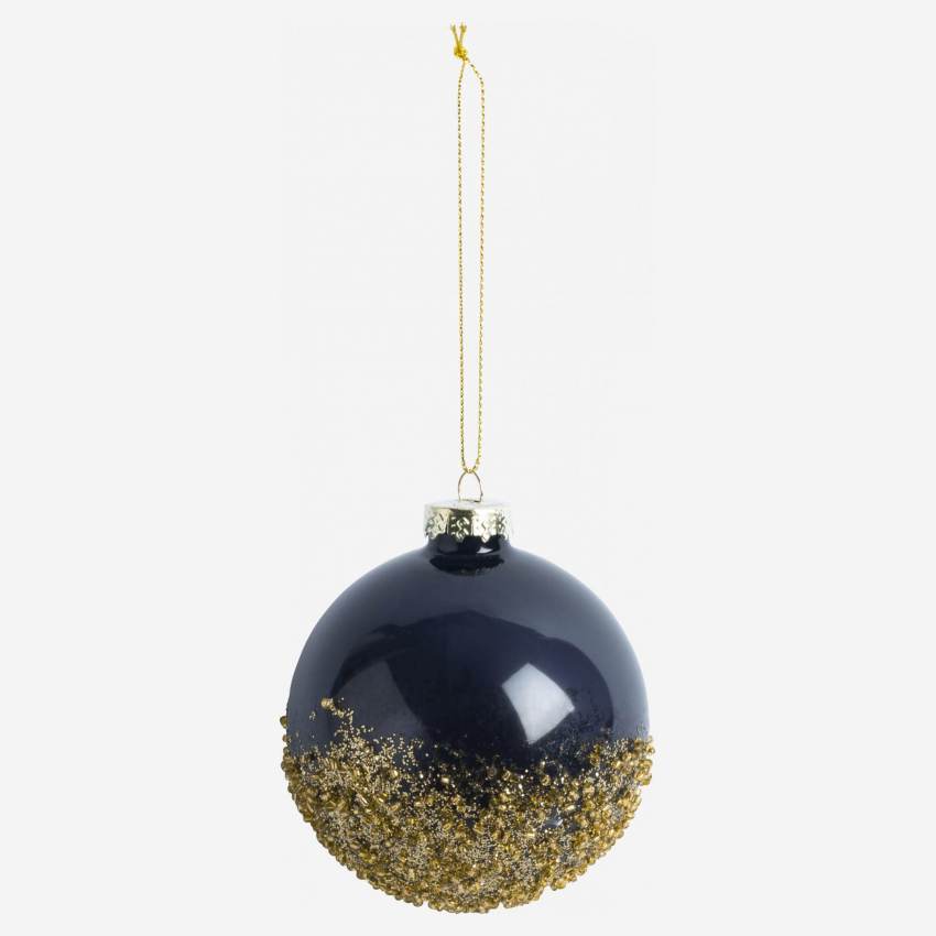 Décoration de Noël - Boule en verre avec poussières d'étoile - Bleu