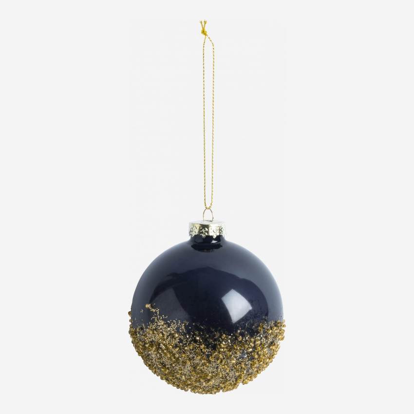 Weihnachtsdekoration - Kugel aus Glas mit Sternenstaub - Blau