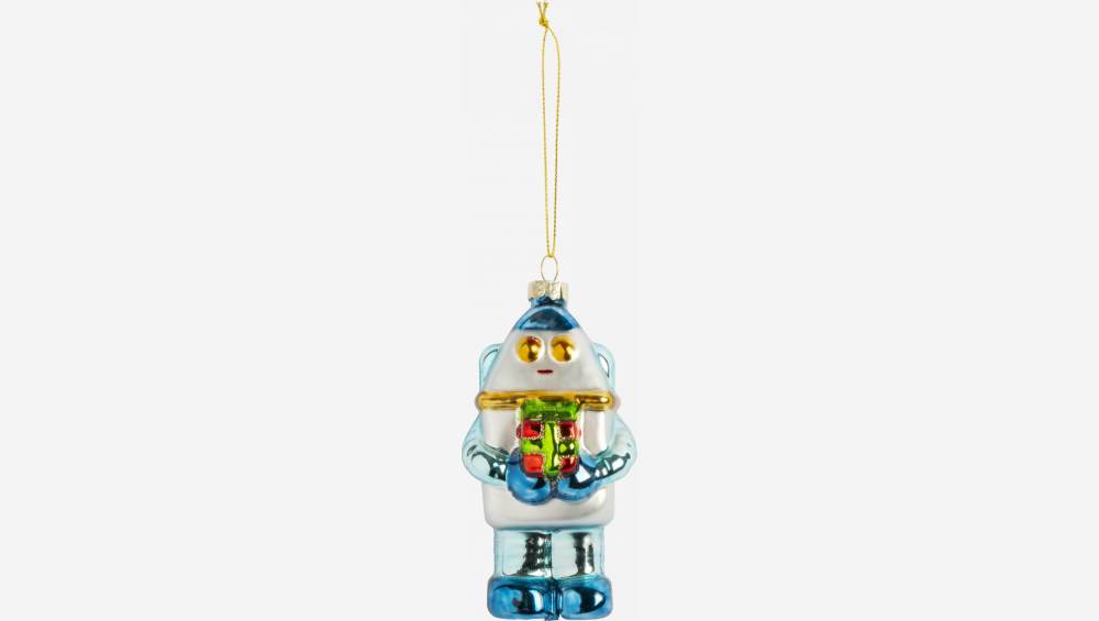 Decoración de Navidad - Robot para colgar de vidrio - 9,9 cm - Multicolor