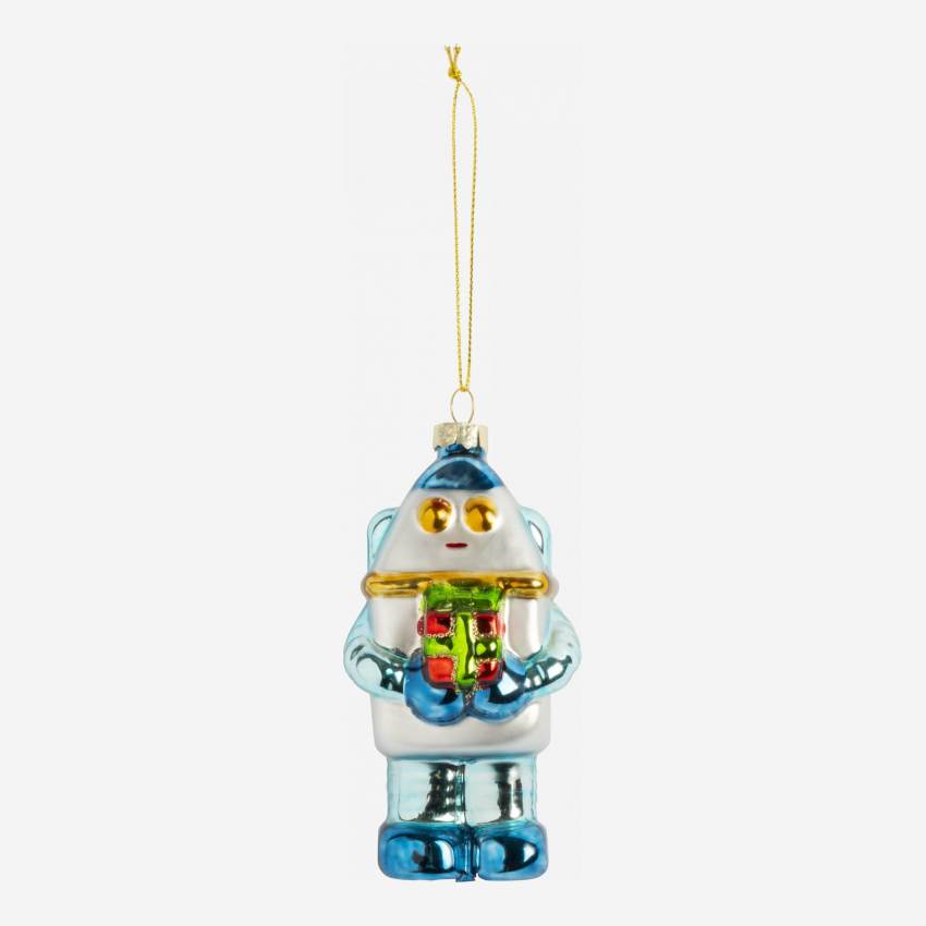 Décoration de Noël - Robot à accrocher en verre - 9,9 cm - Multicolore