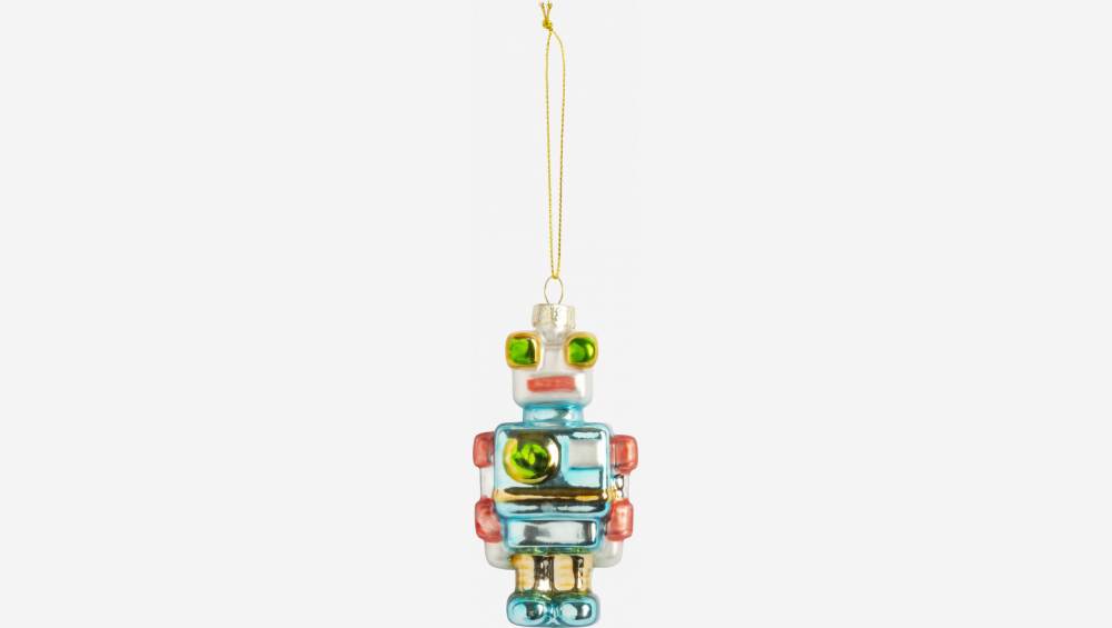 Décoration de Noël - Robot à accrocher en verre - 9,4 cm - Multicolore