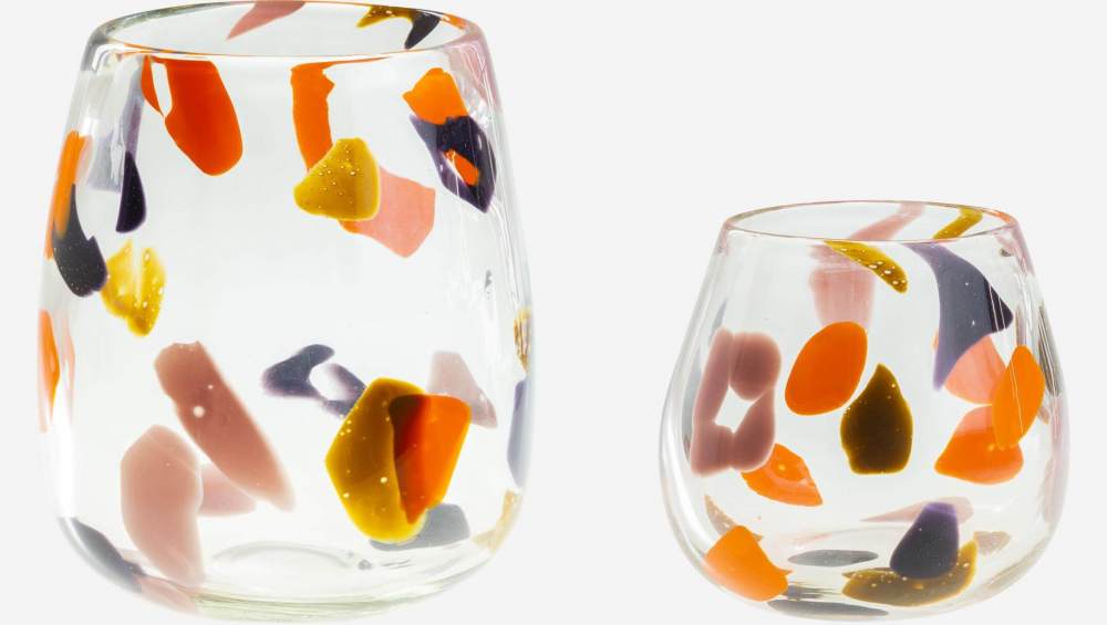 Jarro de vidro - 21 cm - Salpicado multicolor