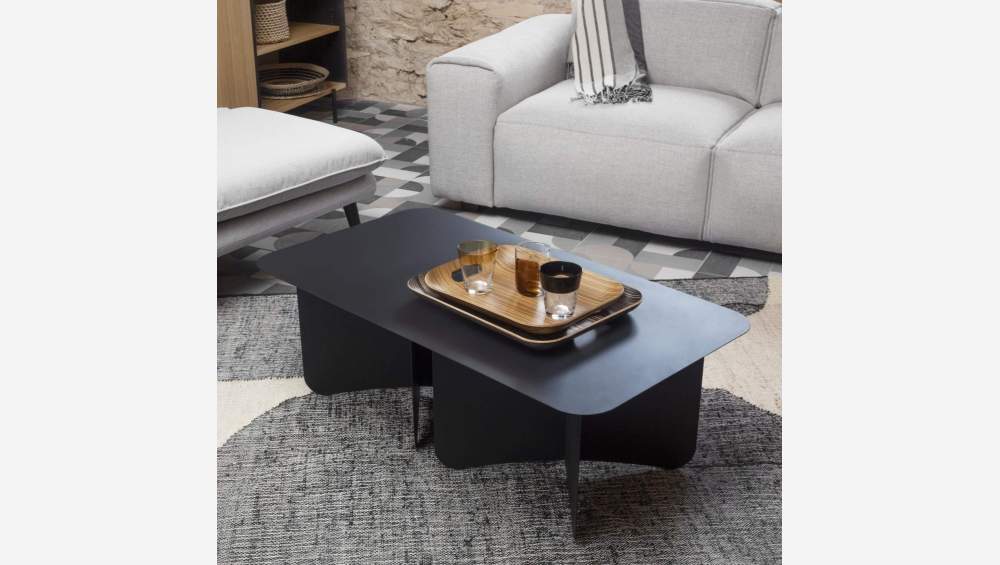 Rechthoekige salontafel van metaal - Zwart