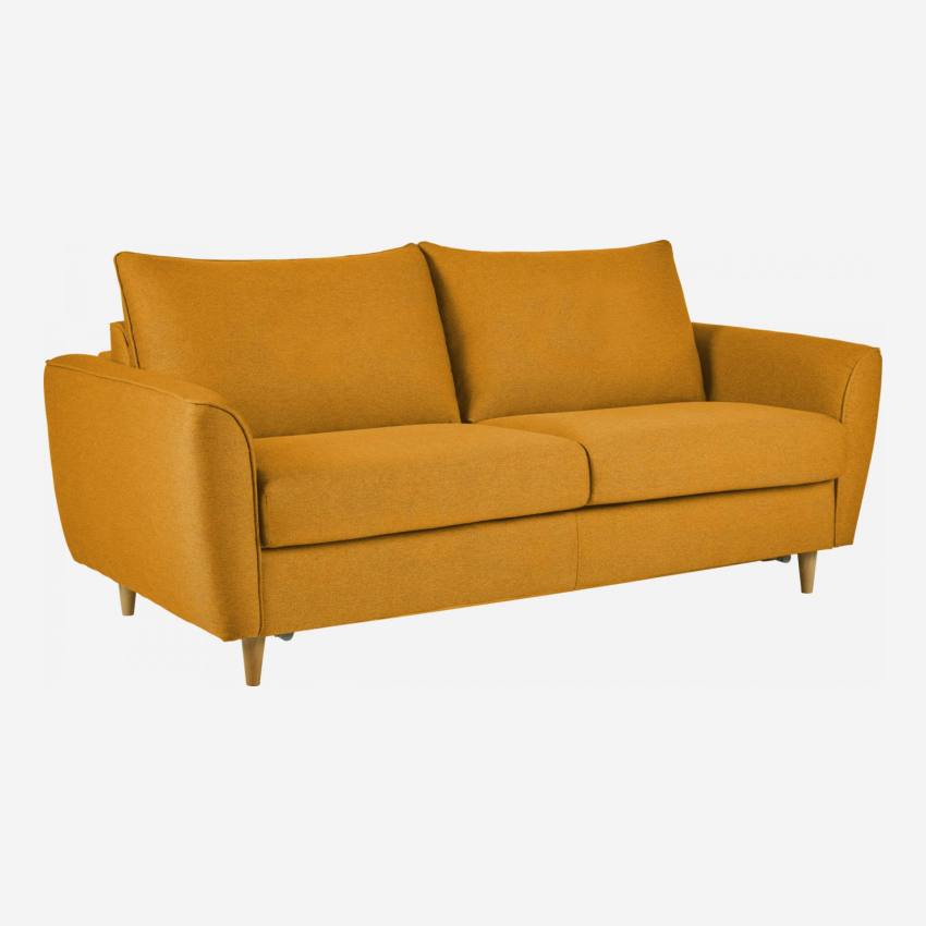 Sofá-cama de tecido 3 lugares - Amarelo mostarda