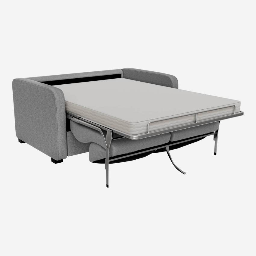 3-Sitzer-Schlafsofa mit Lattenrost und schmalen Armlehnen aus Stoff - Grau