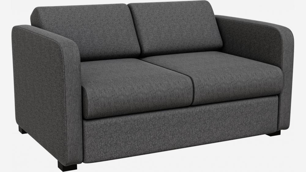 Sofá-cama compacto de tecido com braços finos - Cinza escuro 