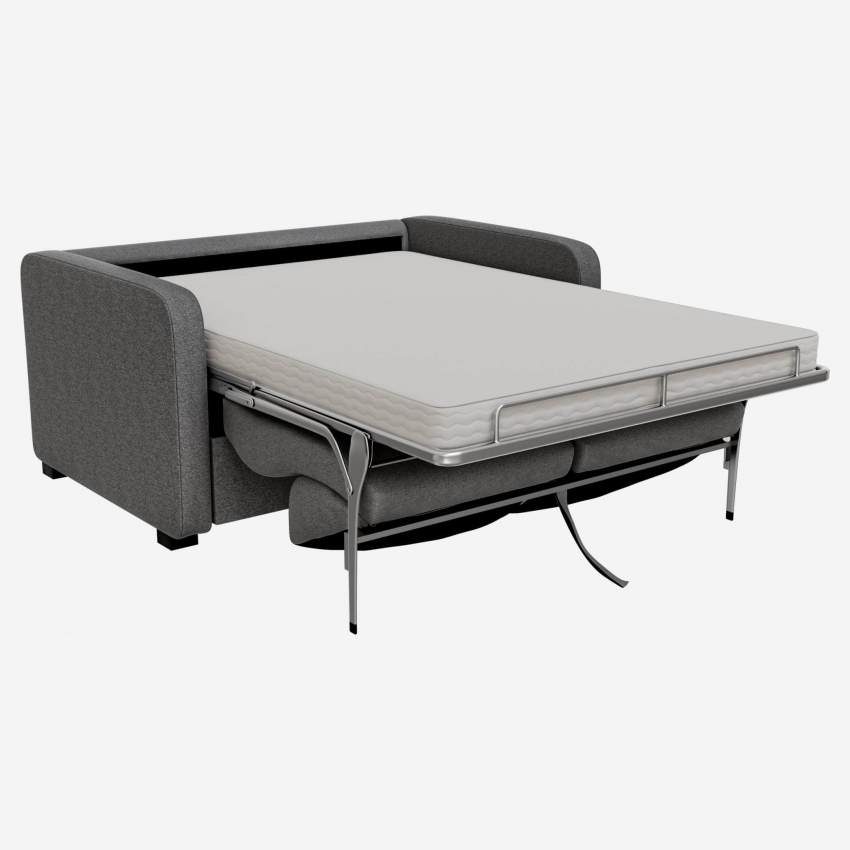 Sofá-cama compacto de tecido com braços finos - Cinza escuro 