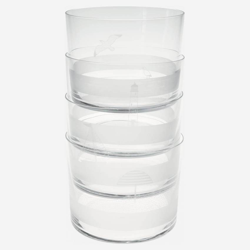 4er-Set Trinkbecher aus Glas – 190 ml – Motiv by Floriane Jacques
