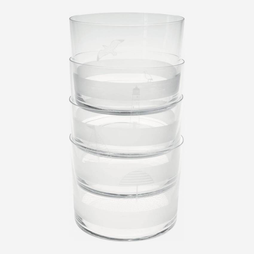 4er-Set Trinkbecher aus Glas – 190 ml – Motiv by Floriane Jacques