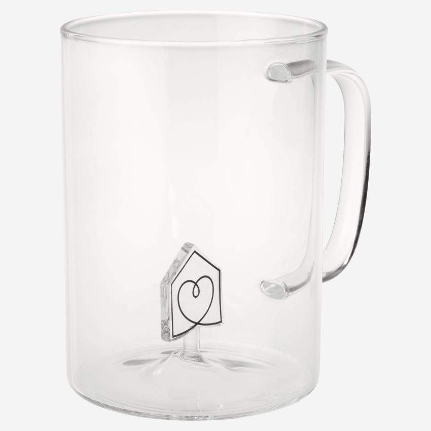 Taza alta de vidrio con deco logo Habitat - 400 ml