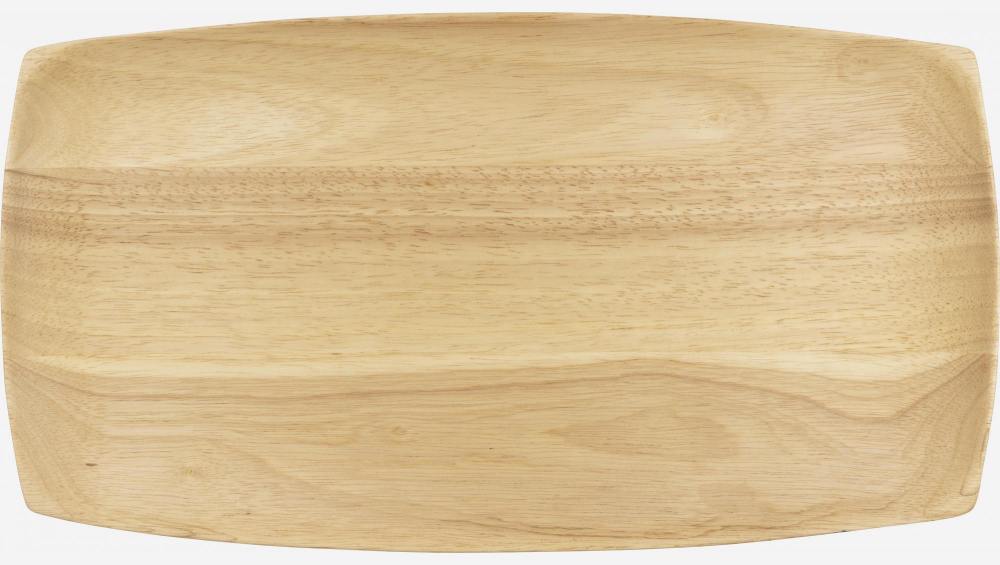 Prato de servir retangular de madeira de hévea - 39,5x21,5x2cm - Natural