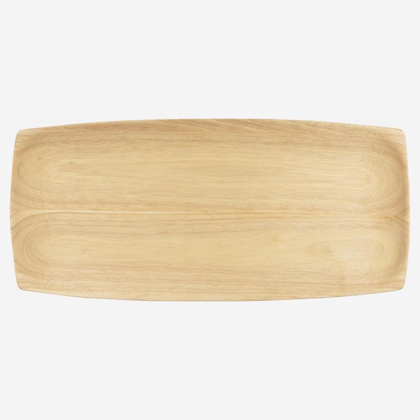 Prato de servir retangular de madeira de hévea 36x16,5x2cm - Natural
