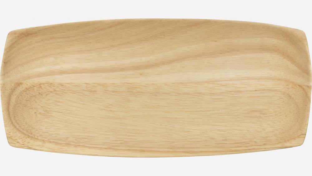 Bandeja rectangular de madera de hevea - 30,5 x 14 x 2 cm - Natural