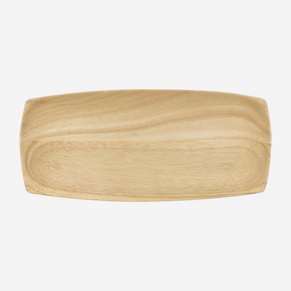 Prato de servir retangular de madeira hévea - 30,5x14x2cm - Natural