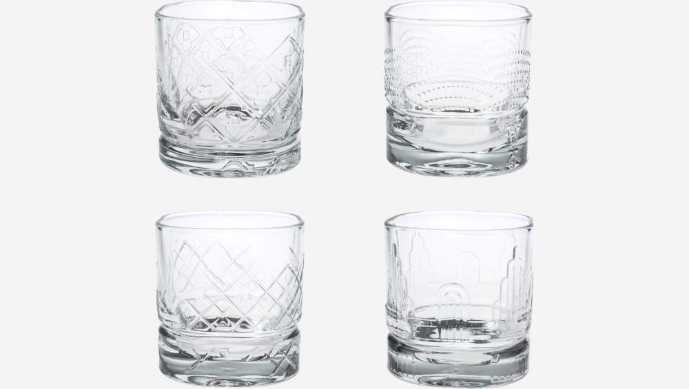 4er-Set Whiskygläser aus Glas - Transparent