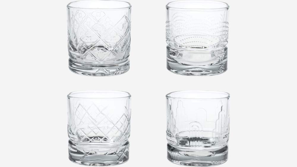 Lot de 4 verres à whisky en verre - Transparent