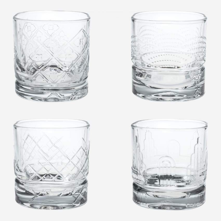 Lot de 4 verres à whisky en verre - Transparent