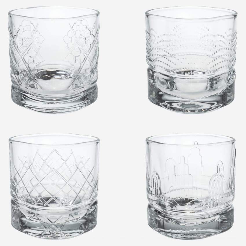 Conjunto de 4 copos de whisky de vidro - Transparente