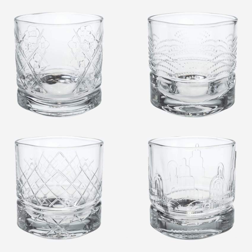 Lot de 4 verres à whisky en verre - Transparent