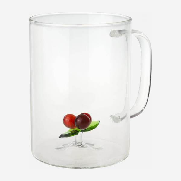 Mok van glas met hulstblad - 430 ml