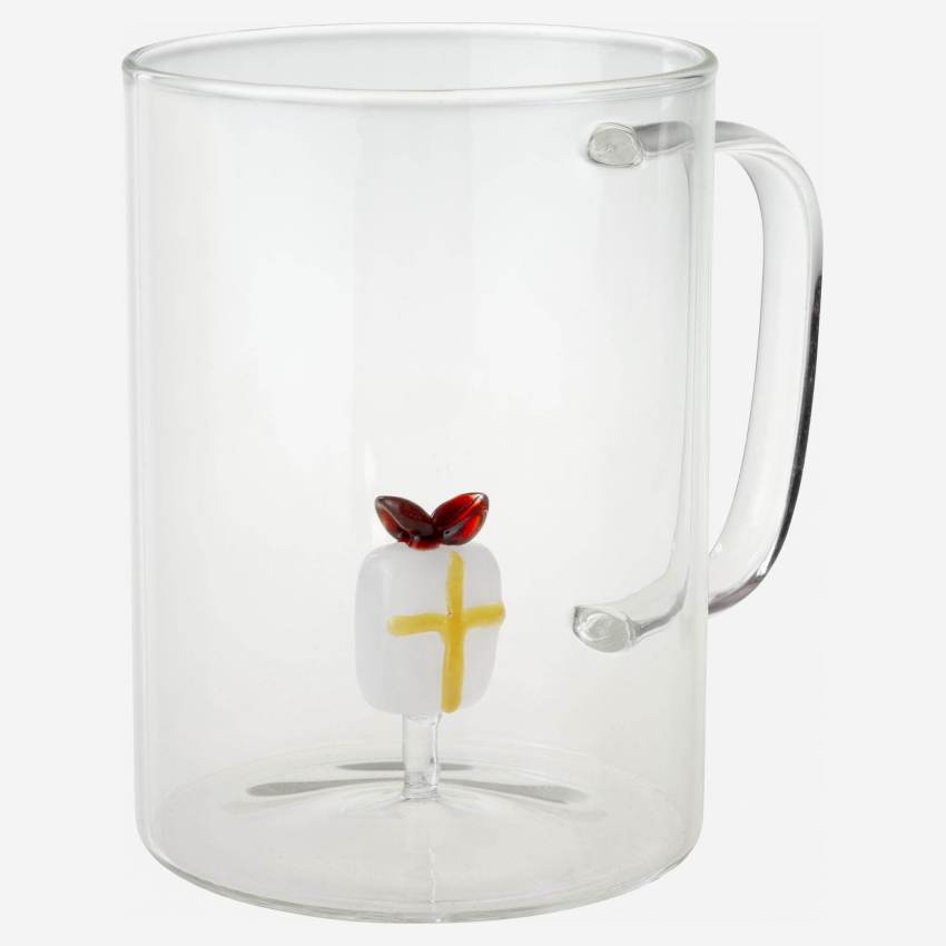Tasse aus Glas mit Geschenk-Motiv - 400 ml