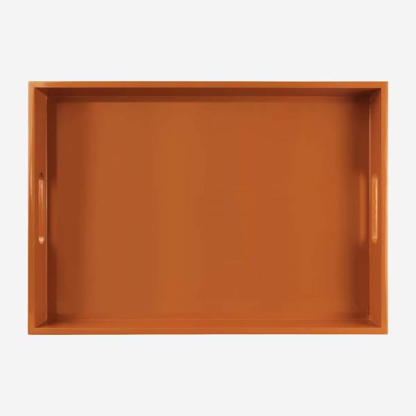 Plateau de service rectangulaire en bois laqué - 50 x 35 cm - Orange