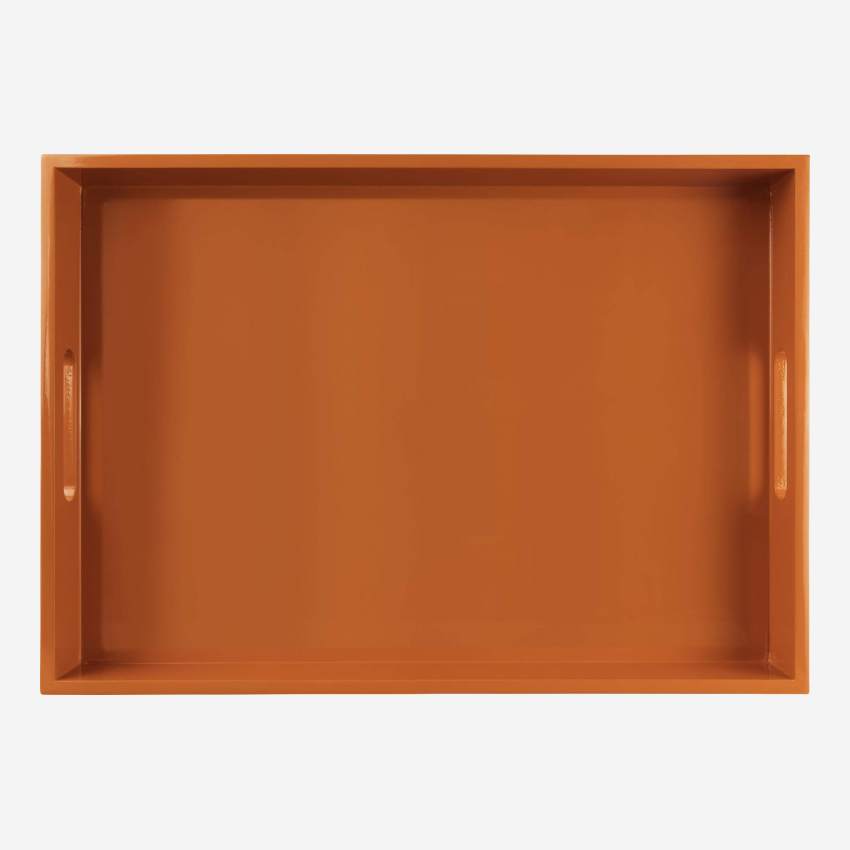 Plateau de service rectangulaire en bois laqué - 50 x 35 cm - Orange